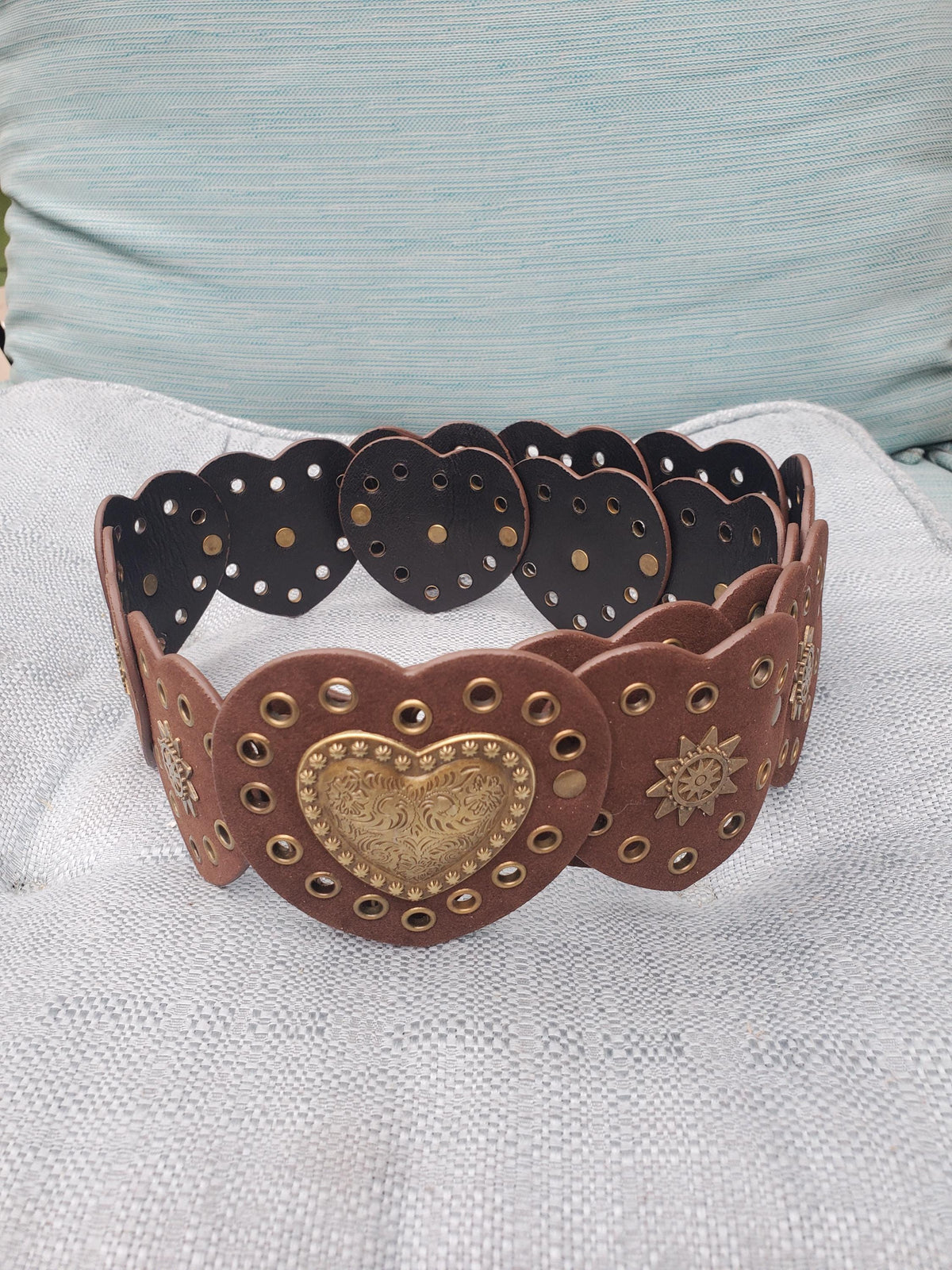 Heart Shaped Buckle Wide Y2K Waist Belt - BEIGE