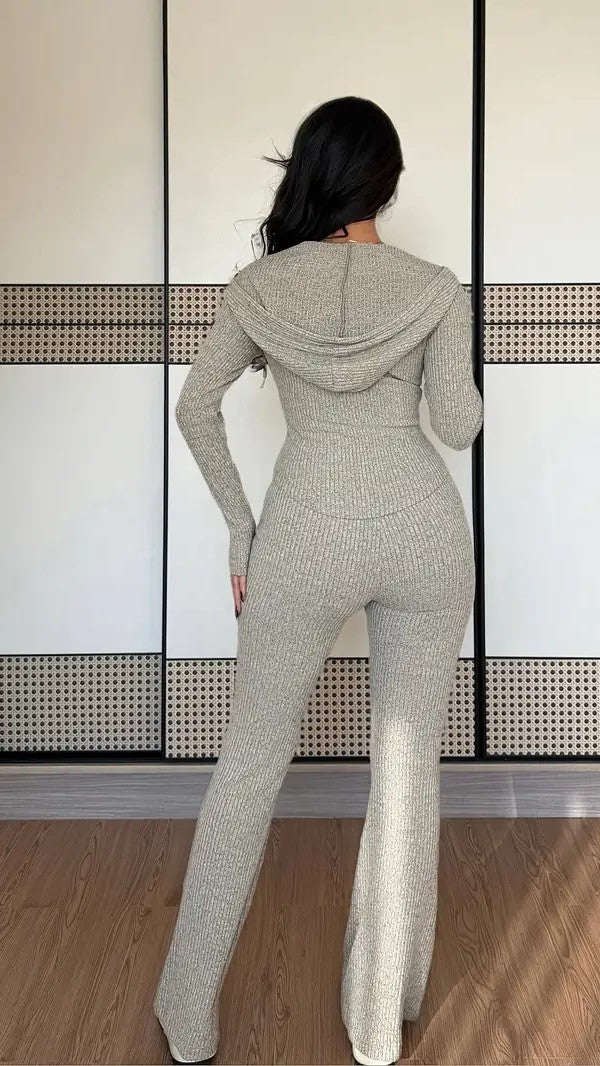 Relaxed Ribbed Knit Two Piece Set