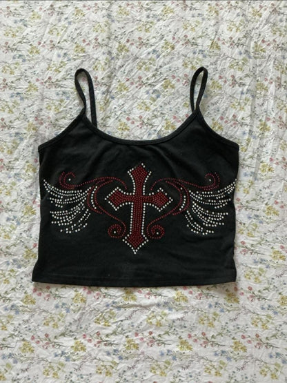 Rebel Soul Rhinestone Cross Camisole