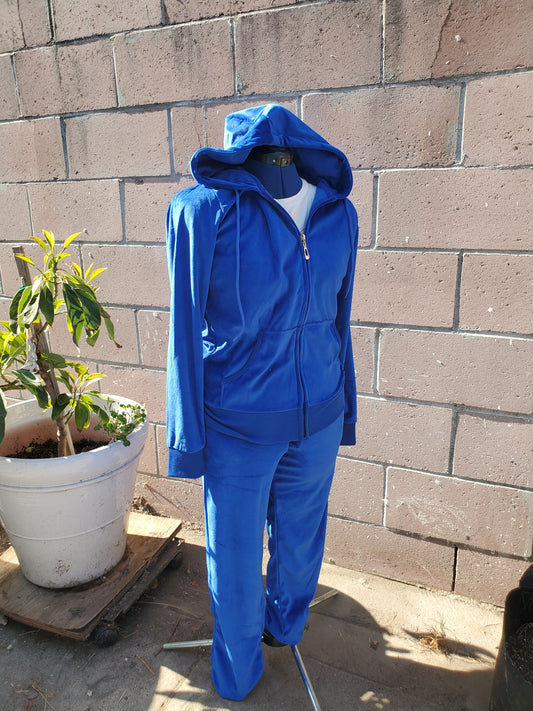 Going Out Velour Tracksuit | Royal Blue