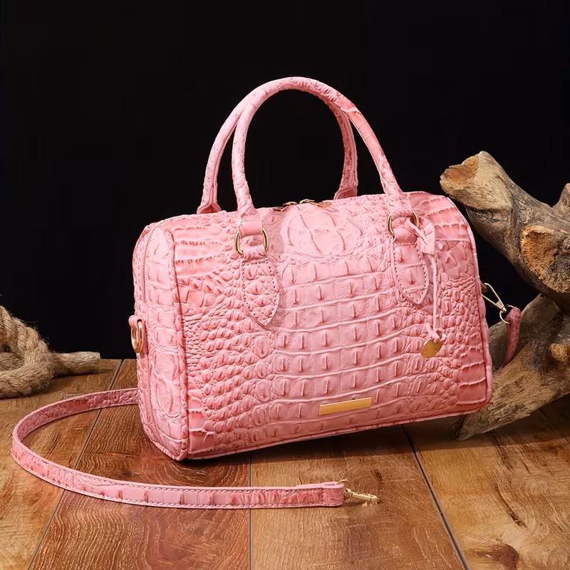 Embossed Crossbody Crocodile Bag | Pink | Luxury Texture | Daily Commute Bag