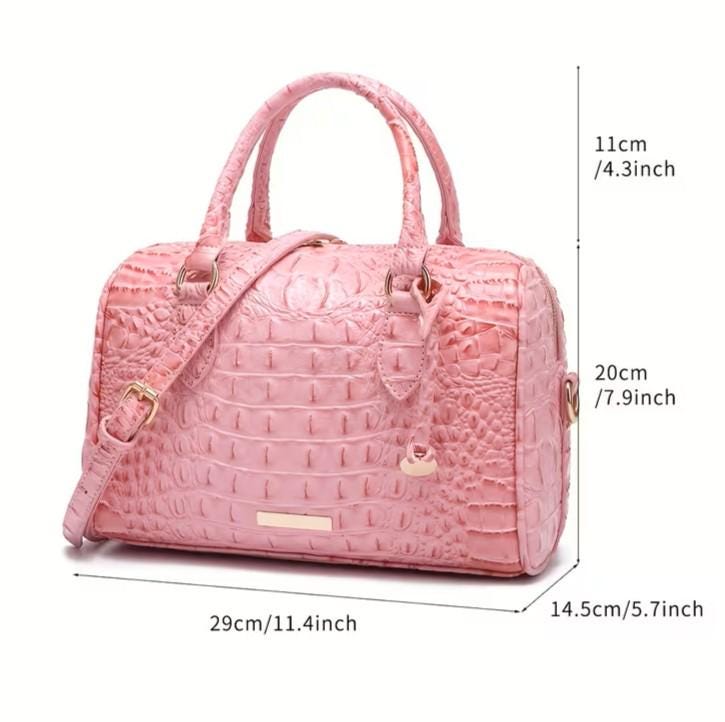 Embossed Crossbody Crocodile Bag | Pink | Luxury Texture | Daily Commute Bag