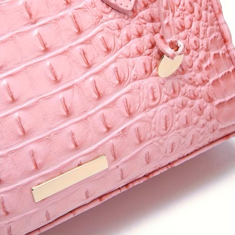 Embossed Crossbody Crocodile Bag | Pink | Luxury Texture | Daily Commute Bag