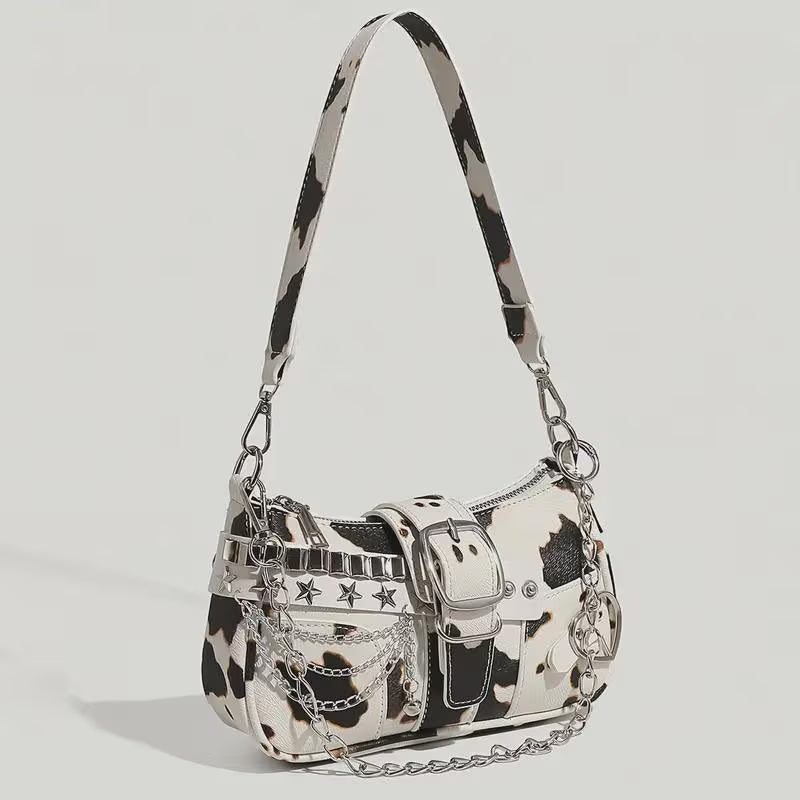 Run The Town Vintage Clutch Bag - Cow Print