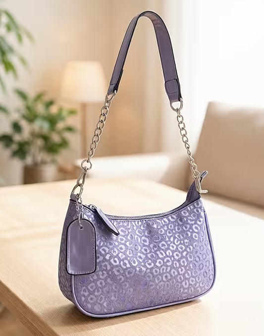 Run the Town Y2K Shoulder bag Purple Leopard Print