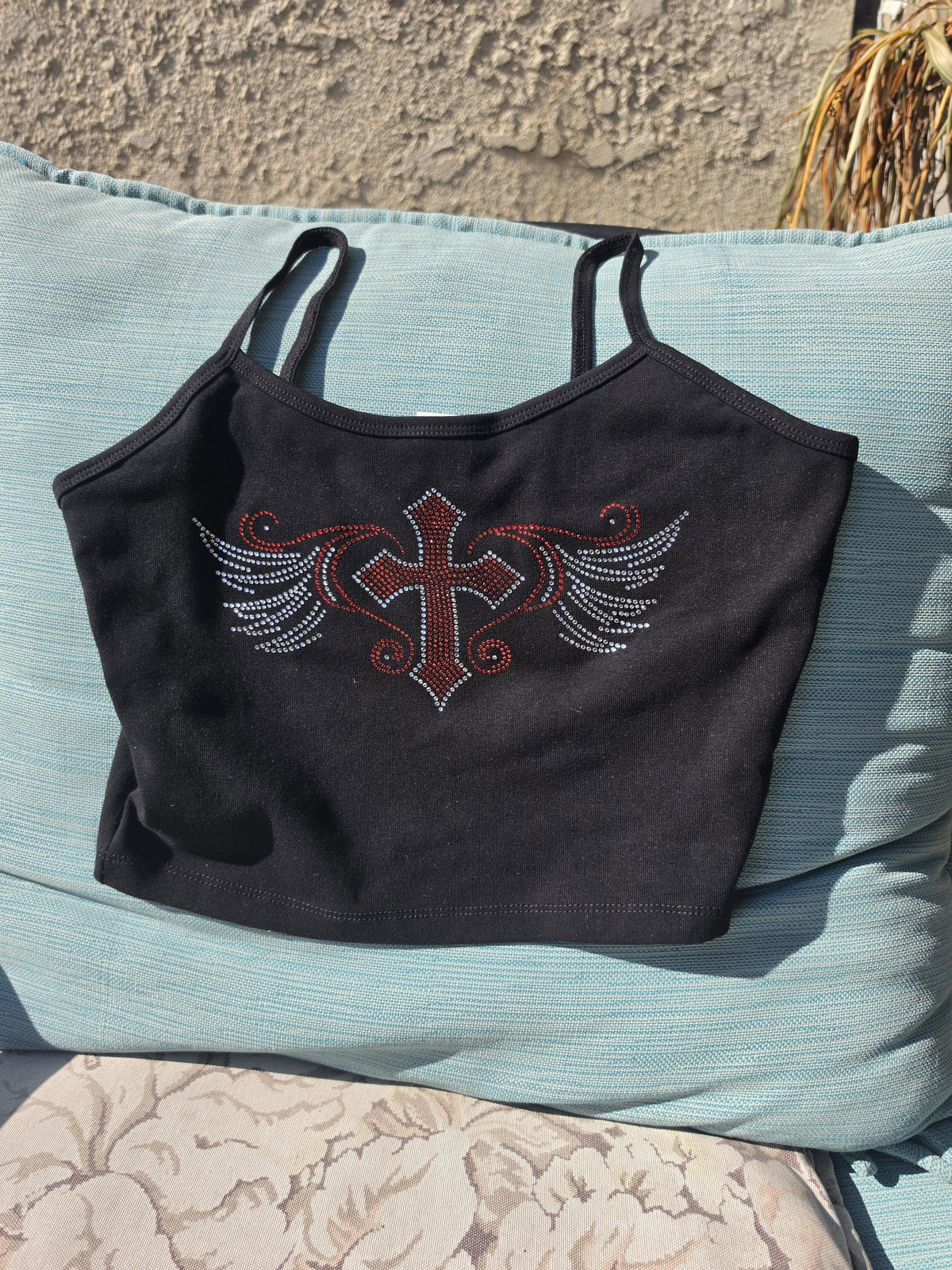 Rebel Soul Rhinestone Cross Camisole