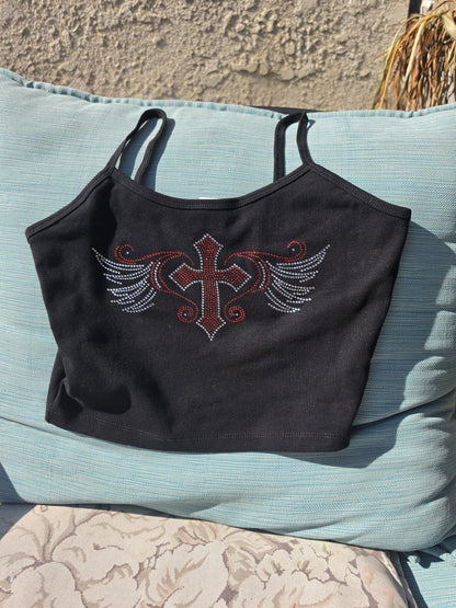 Rebel Soul Rhinestone Cross Camisole