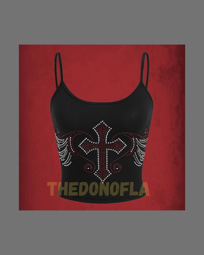 Rebel Soul Rhinestone Cross Camisole