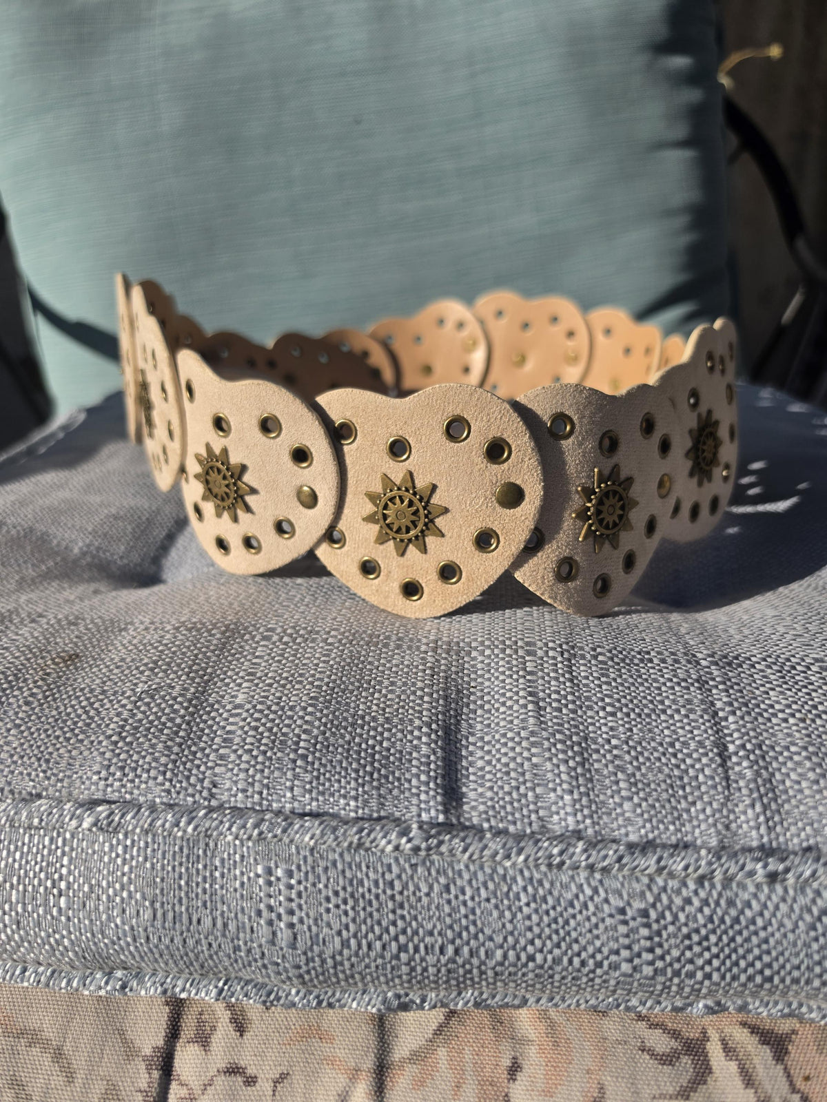 Heart Shaped Buckle Wide Y2K Waist Belt - BEIGE