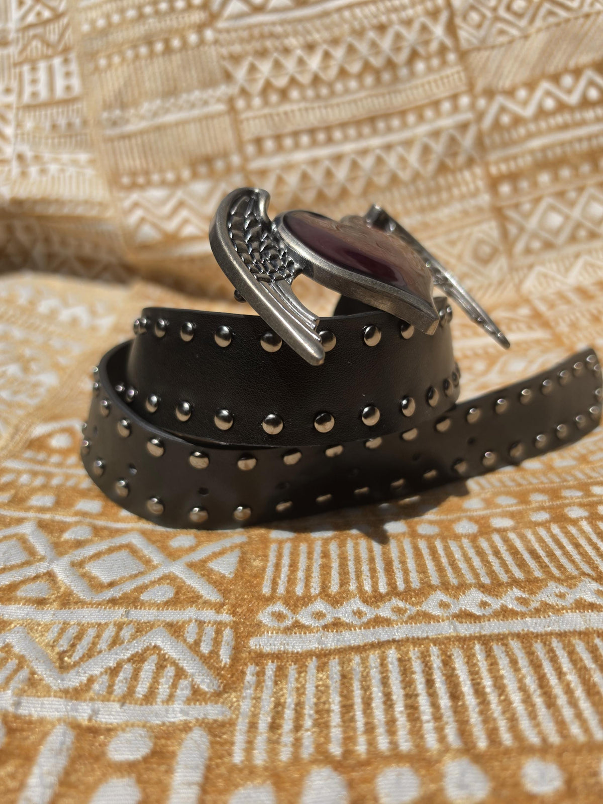Dark Romance Winged Heart Statement Buckle |Studded Belt